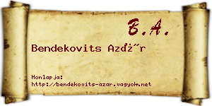 Bendekovits Azár névjegykártya
